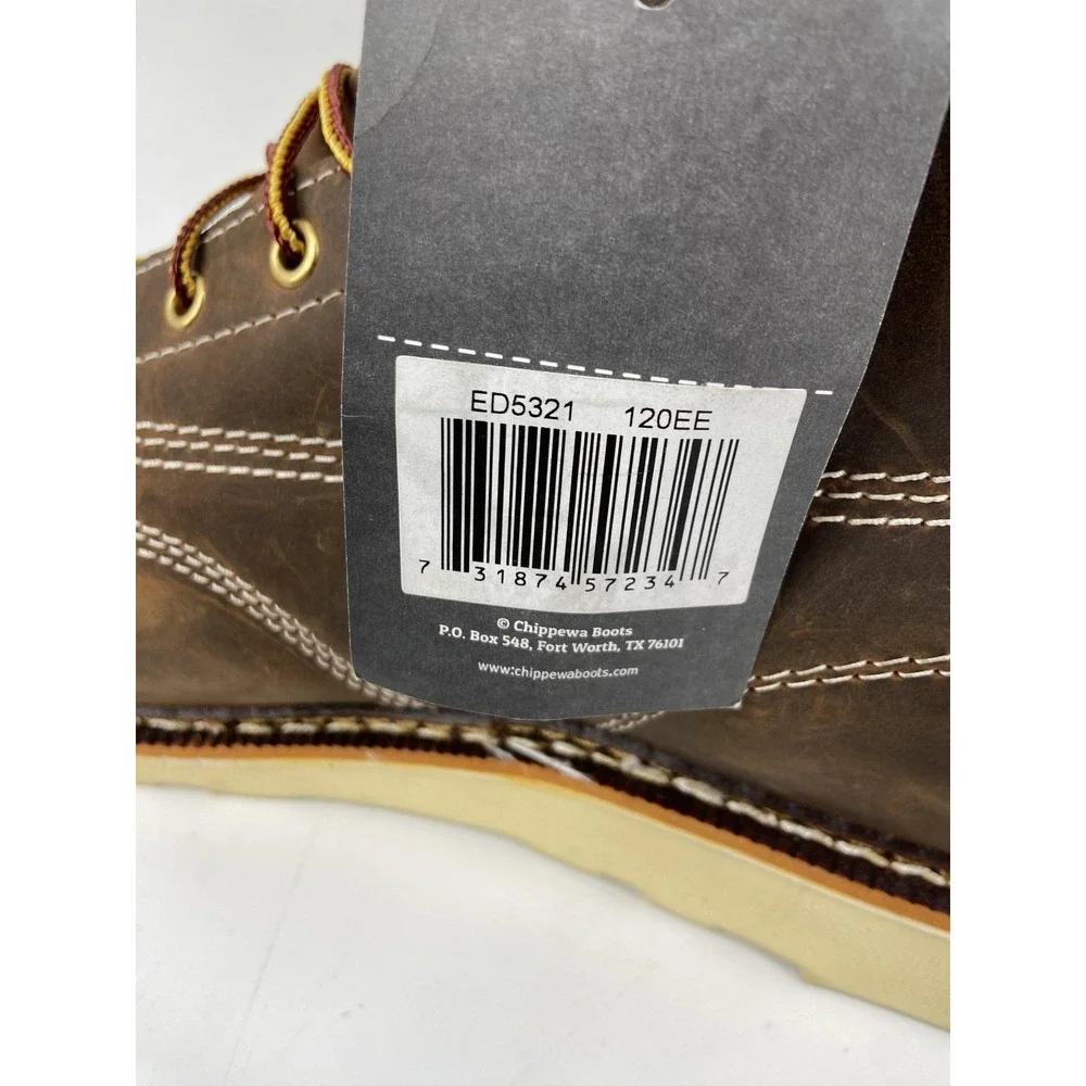 Chippewa Boots Mens 12EE Brown ED5321 Steel Toe Moc Toe Work Leather‎ Wedge Sole